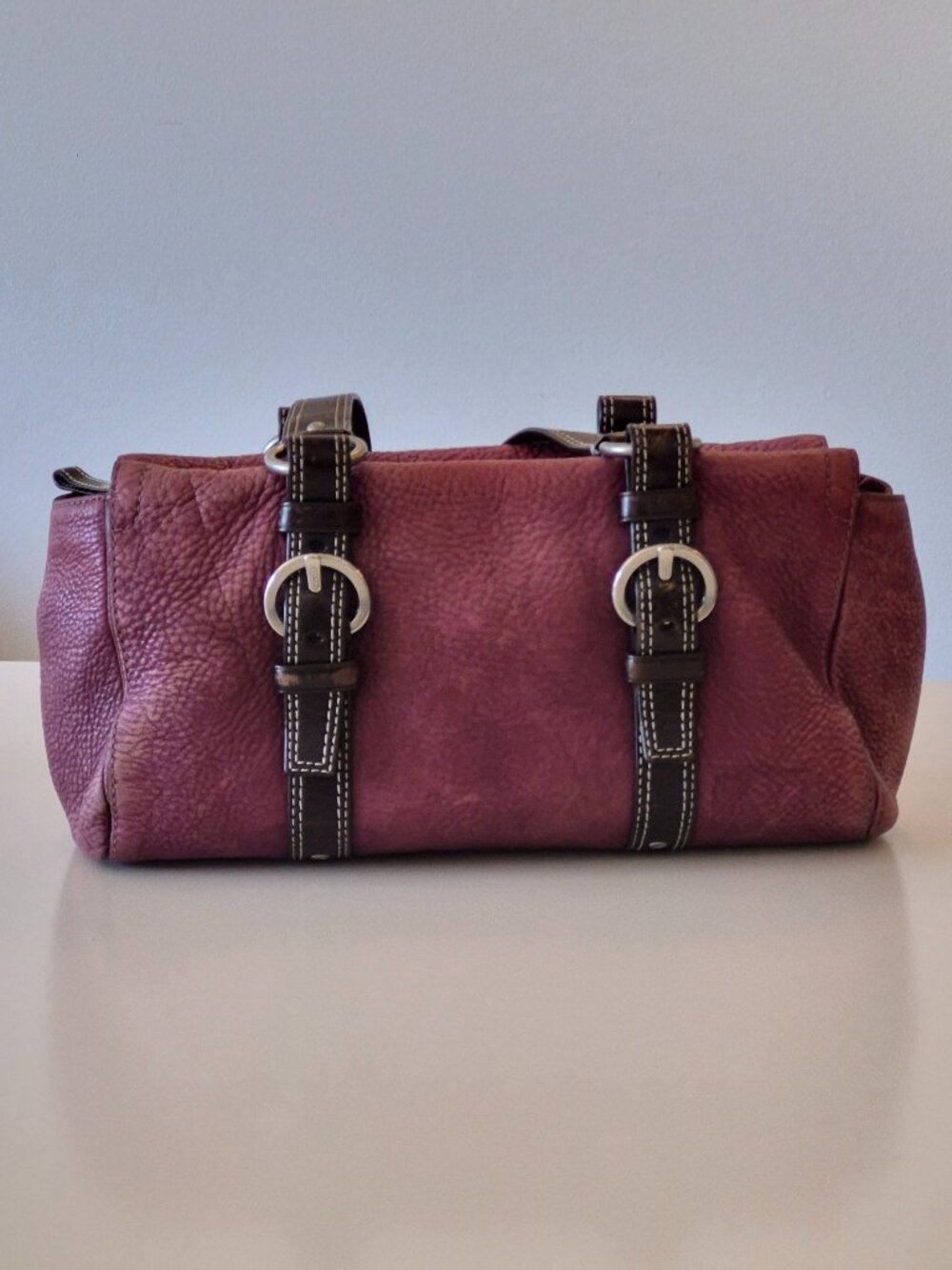 Coach Chelsea F10887 Leather Satchel Burgundy Mulberry Y2K Shoulder Bag